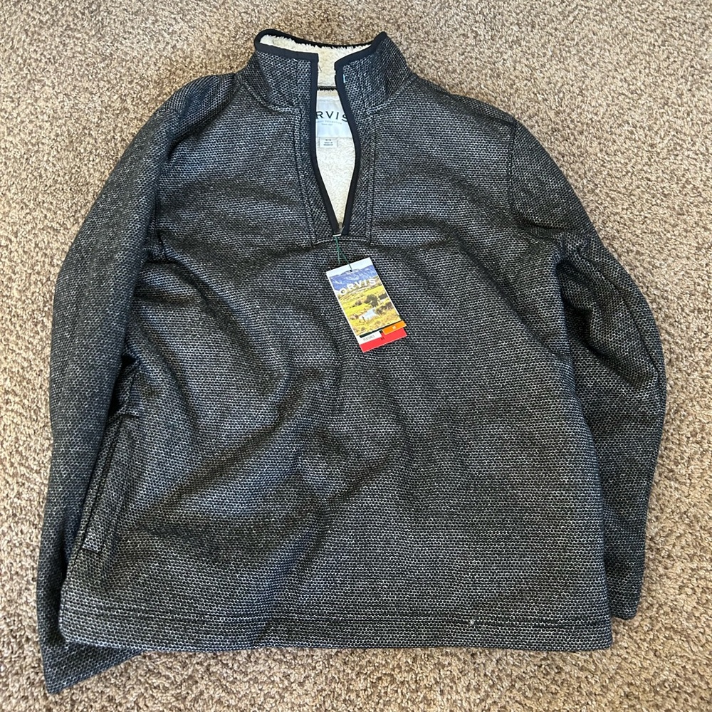 NWT Orvis Men's Lined 1/4 Zip Pullover